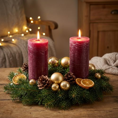 Candele a colonna a forma di bacche, 85 x 200 mm, set da 2, interamente colorate, per decorazione e atmosfera | Floristik24.it