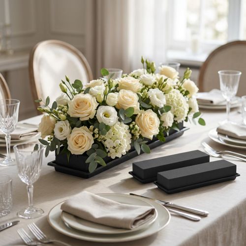 Materiale plug-in decorazione da tavola floreale in schiuma nera 48 cm 4 pz | Floristik24.it