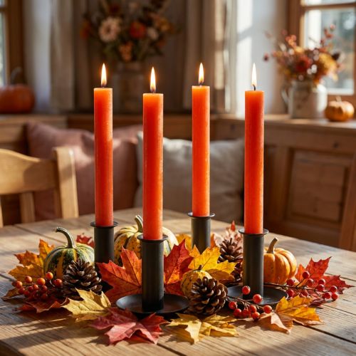 Prodotto Candele coniche color arancione 34mm x 240mm 4 pezzi