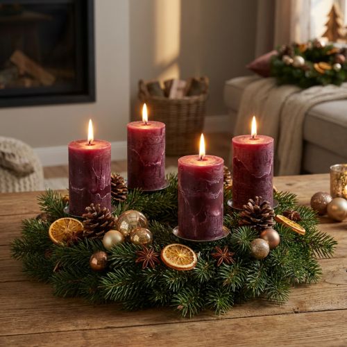 Candele tinta unita bordeaux 60x100mm 4pz | Floristik24.it