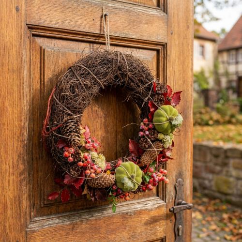 Corona di vite marrone scuro, Ø35cm, corona naturale, corona per porta, decorazione da parete, corona decorativa in legno, corona primaverile, corona dell'Avvento, corona autunnale | Floristik24.it