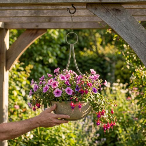 Prodotto Cesto di fiori, cesto appeso, decorazione in metallo giardino Ø16cm H38cm