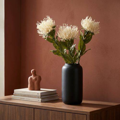 Prodotto Puntaspilli fiori artificiali esotici Protea Leucospermum crema 73 cm 3 pezzi