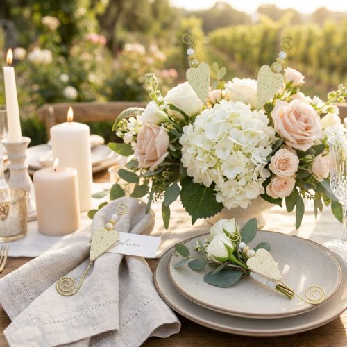 Spilla nuziale con cuore crema 12 cm 16 pz | Floristik24.it