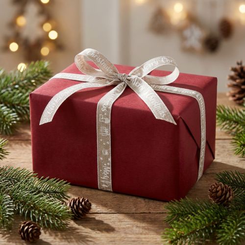 Nastro natalizio Nastro natalizio Merry Christmas Beige 15mm 20m | Floristik24.it