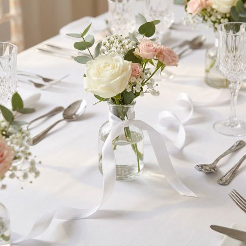 Nastro decorativo in taffetà, bianco, largo 10 mm, lungo 50 m | Floristik24.it