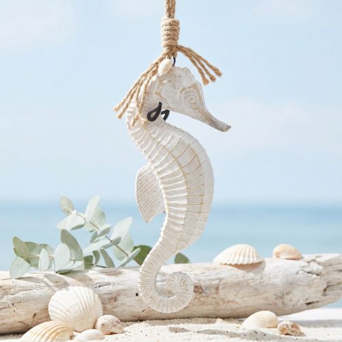 Prodotto Decorazione cavalluccio marino da appendere, bianco lavato, 27 cm