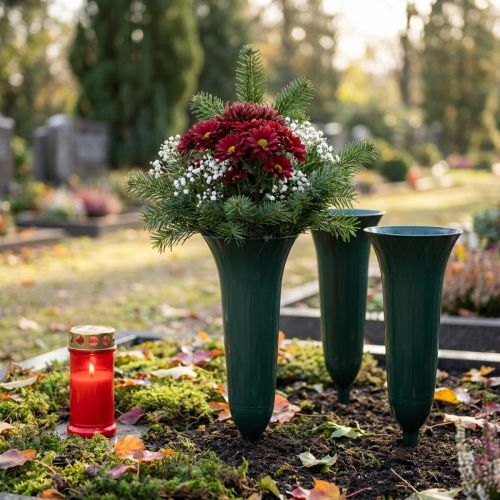 Vaso tombale verde scuro 36 cm 5 pezzi | Floristik24.it