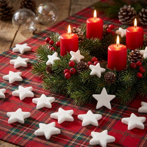 Stelle decorative bianche glitter cospargere decorazione Natale 4/5 cm 36 pz | Floristik24.it
