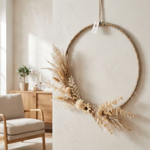 Anello decorativo in iuta da 40 cm, set da 2, decorazione Boho e Scandi per parete e porta | Floristik24.it