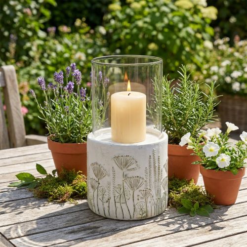 Lanterna portacandela in vetro con base Ø17cm H32cm | Floristik24.it