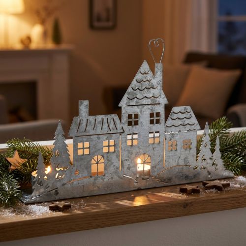 Decorazioni natalizie casette, porta tealight in metallo L20cm | Floristik24.it