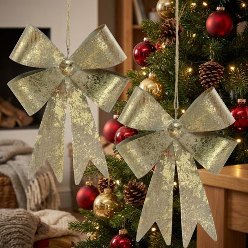 Fiocchi dorati in metallo Decorazione natalizia A18cm 2pz | Floristik24.it