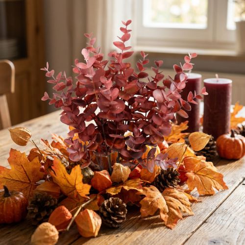 Decorazione autunnale ramo di eucalipto rosso eucalipto artificiale 36 cm | Floristik24.it