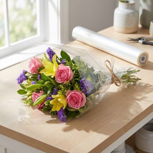 Decorazione floreale in lamina di fiori trasparente 50 cm x 1000 m | Floristik24.it
