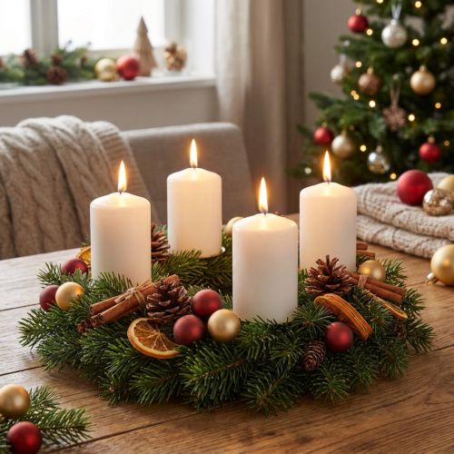 Candele a colonna bianche Candele dell'Avvento candele piccole 70/50mm 24 pz | Floristik24.it
