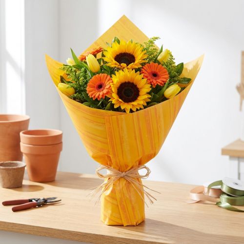 Polsino di carta fiore di carta giallo arancione 37,5 cm 100 m | Floristik24.it