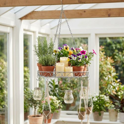 Vassoio decorativo con ganci grigio Ø44.5cm | Floristik24.it