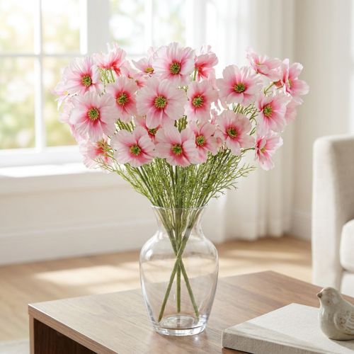 Fiori di cosmo artificiali rosa 77 cm Fiori decorativi Piante artificiali Fiori di seta Set di 3 | Floristik24.it
