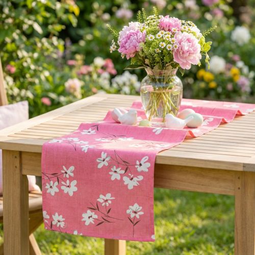 Tessuto decorativo fiori rosa 30 cm x 3 m | Floristik24.it
