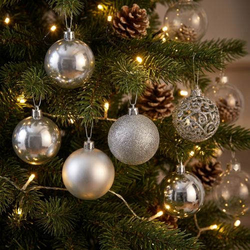 Pallina di Natale argento Ø6cm 16 pz | Floristik24.it