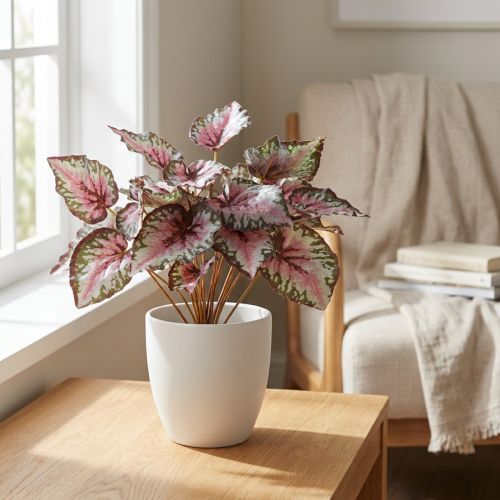 Cespuglio di begonia artificiale verde, viola 34 cm | Floristik24.it