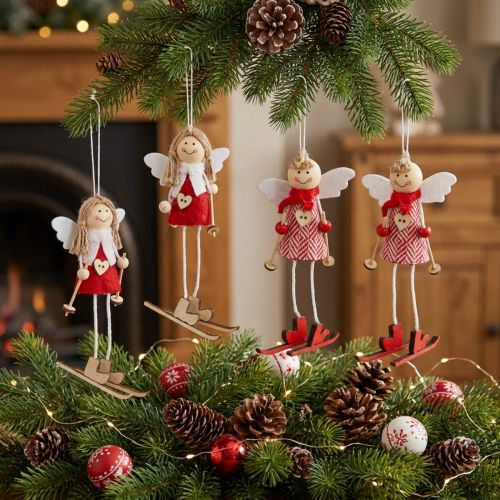 Angelo come figura decorativa 15 cm rosso, bianco 4 pz | Floristik24.it