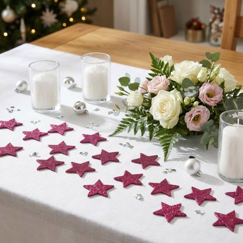 Decorazione a dispersione stella glitterata 6,5 cm rosa 36 pz | Floristik24.it