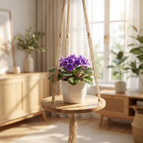Altalena per piante, fioriera su corda, cesto sospeso con macramè Ø34cm L84cm | Floristik24.it