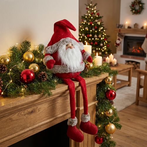 Sgabello bordo Babbo Natale figura decorativa Natale 28×22×88cm | Floristik24.it