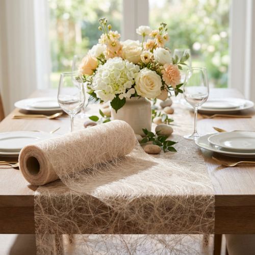 Prodotto Runner da tavolo in pile decorativo Sizoweb beige 30 cm 25 m
