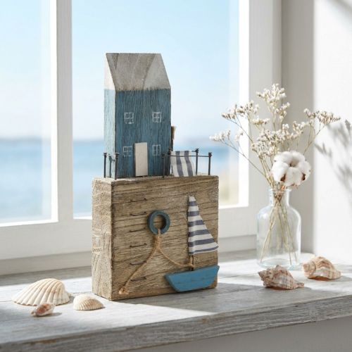 Decorazione marittima in legno porto lungomare Shabby Chic H25,5cm | Floristik24.it