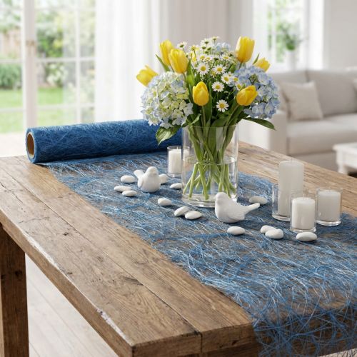 Runner da tavolo Sizoweb in pile decorativo blu 30 cm 5 m | Floristik24.it