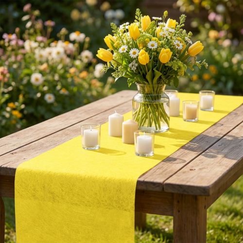 Runner da tavolo decorativo in pile Runner da tavolo decorativo in pile giallo 23 cm 25 m | Floristik24.it