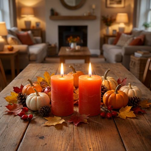 Candele colorate arancio 60x80mm 4pz | Floristik24.it