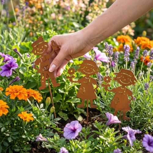 Paletto da giardino effetto ruggine, decorazione da giardino per bambina e bambino, 4 pezzi | Floristik24.it