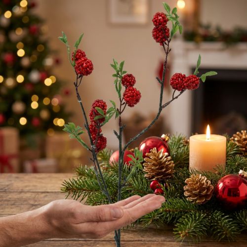 Ramo di bacche di gelso artificiale ramo di Natale 63 cm | Floristik24.it