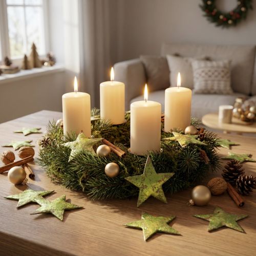 Decorazione a dispersione Stelle di Natale verde cocco Ø5cm 50pz | Floristik24.it