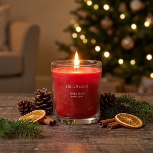 Candela profumata in vetro Candela profumata Natale Apple Spice H8cm | Floristik24.it