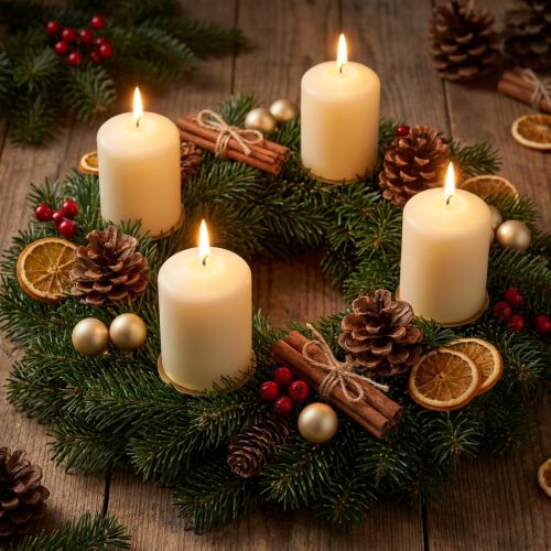 Candele a colonna crema Candele dell'Avvento piccole 70/50mm 24 pz | Floristik24.it