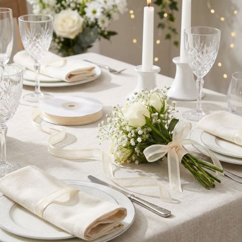 Nastro decorativo nastro regalo cimosa di organza color crema 6 mm 50 m | Floristik24.it