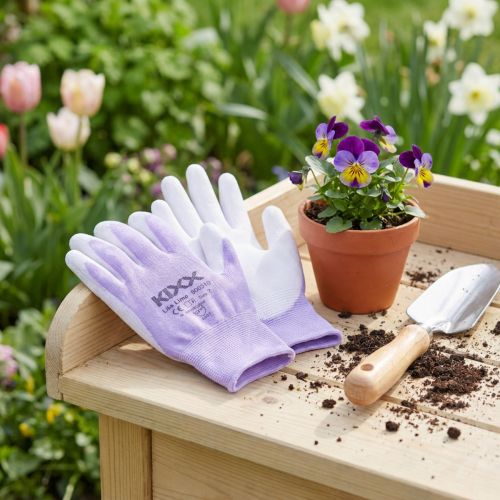 Guanti da giardino Kixx taglia 7 bianco, lilla | Floristik24.it