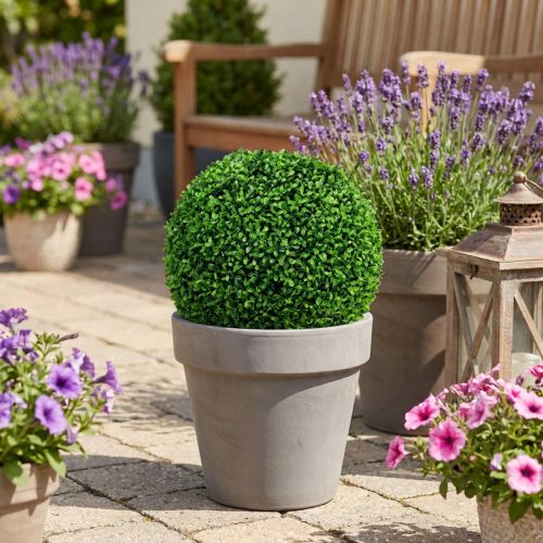 Palla di bosso bosso artificiale verde Ø38cm H35cm | Floristik24.it