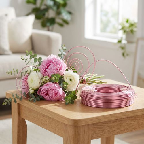 Filo di alluminio Ø2mm 500g 60m rosa - Flessibile, versatile per fioristica, fai da te e decorazione | Floristik24.it