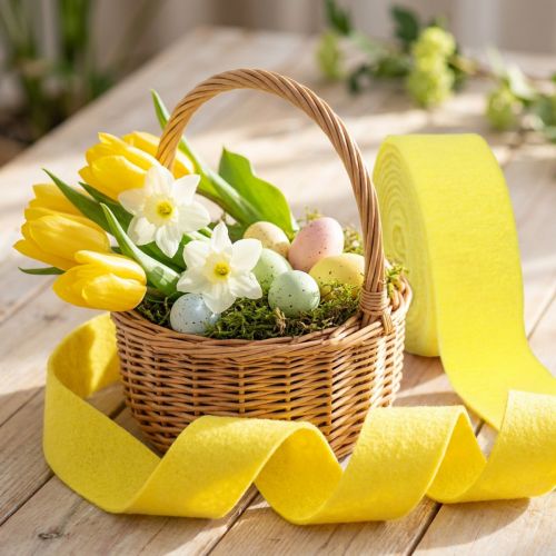 Nastro in feltro nastro decorativo giallo in feltro 7,5 cm 5 m | Floristik24.it