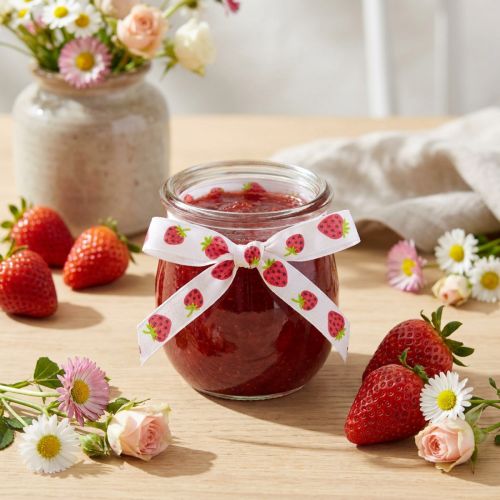 Nastro decorativo fragole nastro in tessuto nastro a molla 15mm 20m | Floristik24.it