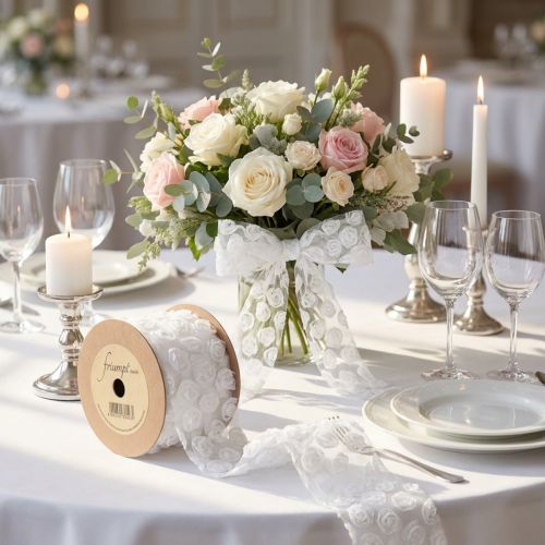 Prodotto Nastro decorativo matrimonio rose bianche regalo nastro 60mm 5m