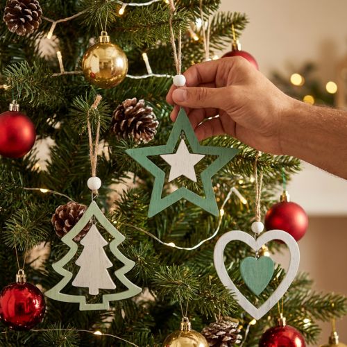Decorazioni misti per albero di Natale Verde, bianco 10 cm 9 pezzi | Floristik24.it