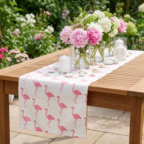 Tessuto Decò Flamingo Bianco-Rosa 30cm x 3m | Floristik24.it