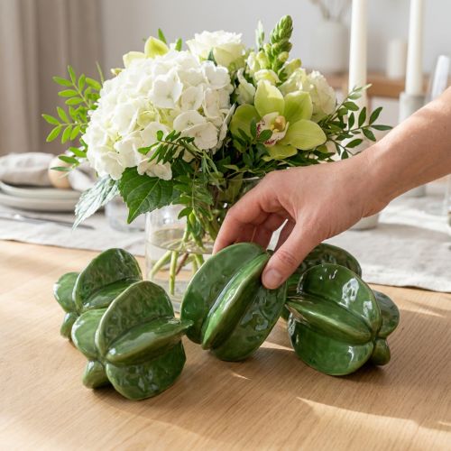 Decorazione in ceramica a forma di carambola a forma di carambola, 10 cm, verde, set da 3 pezzi | Floristik24.it